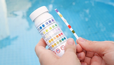 Professional pool water testing and chemical balancing by Commercial Pool Kings.